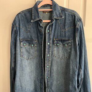 Stetson Turquoise Snap Western Denim Shirt